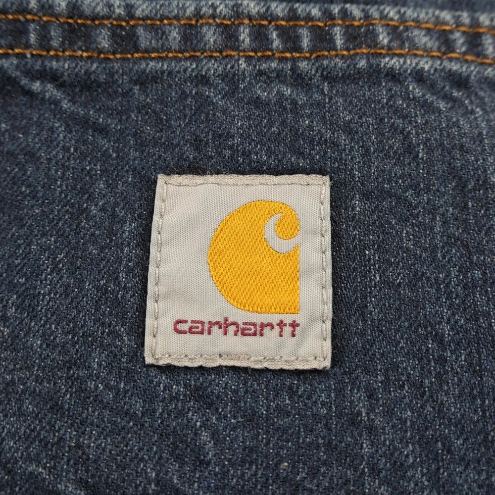 Carhartt Jeans Mens 46x30 Blue Carpenter Workwear Loose Straight Denim Dungaree